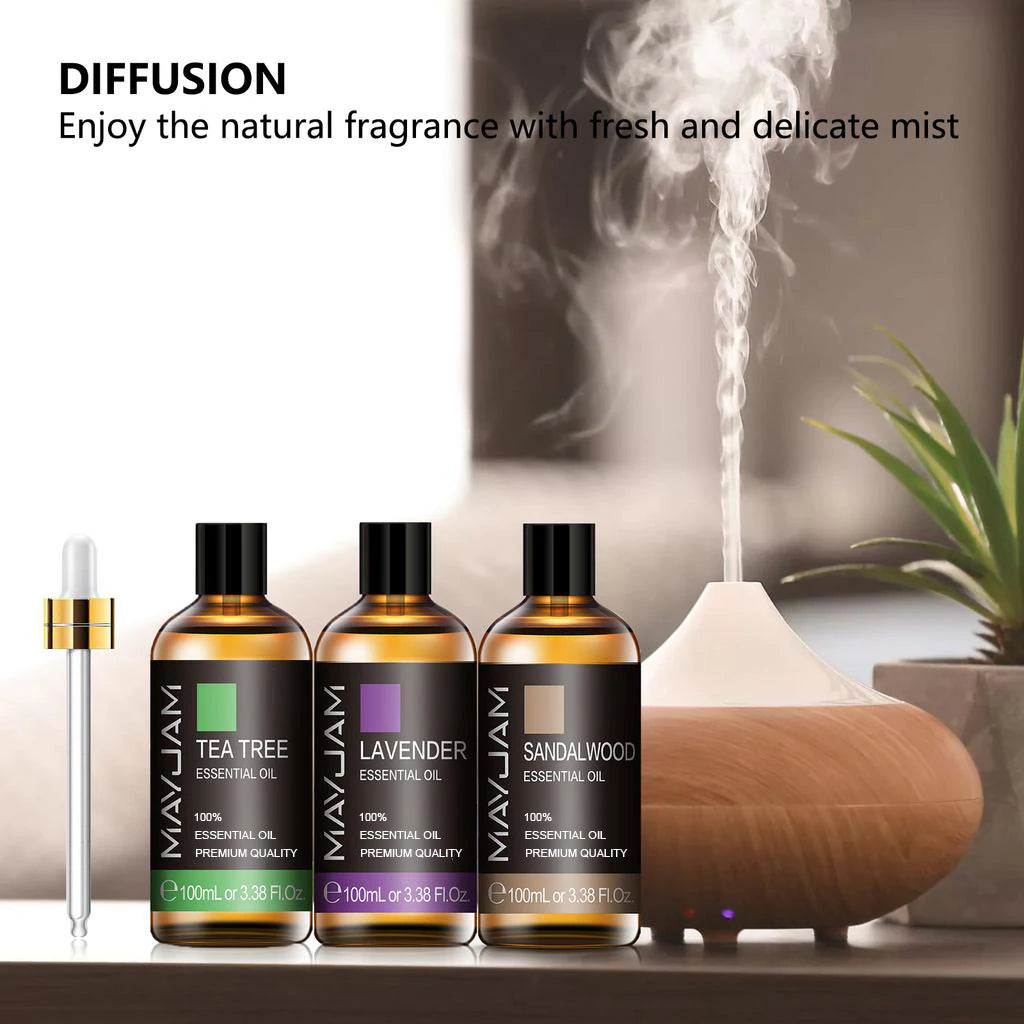 Professional title: "100ml Aromatic Essential Oils for Humidifiers - Lavender, Eucalyptus, Rose, Ginger, Lemongrass - Ideal for Candle Making"